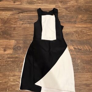 Finders Keepers Seen It All Dress Ivory Black Colorblock Mini‎ XS FX140207D
